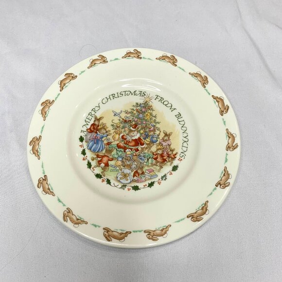 Royal Doulton Bunnykins Merry Christmas Plate English Fine Bone China Holiday - Picture 1 of 5